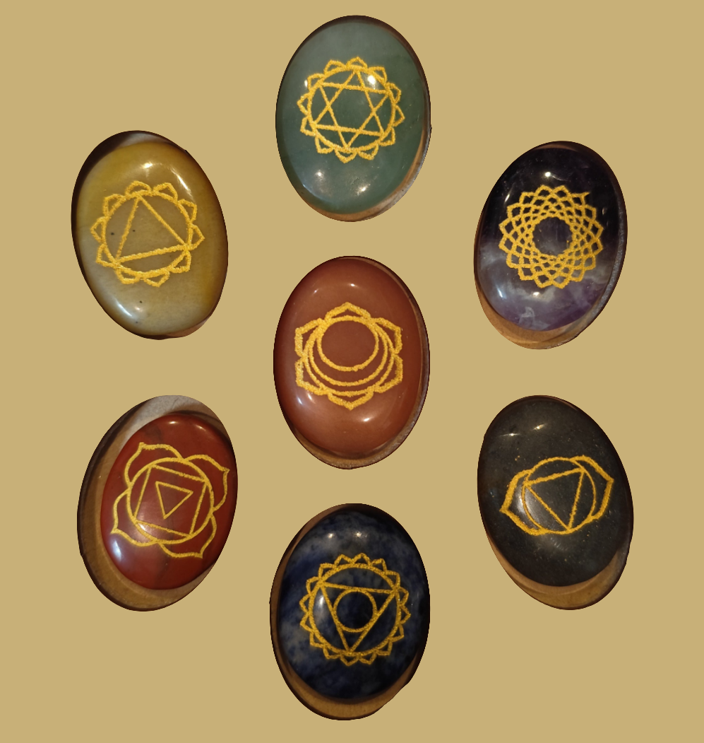 Seven chakra Engraved crystal