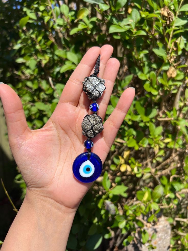 Pyrite with Evil Eye Hanging